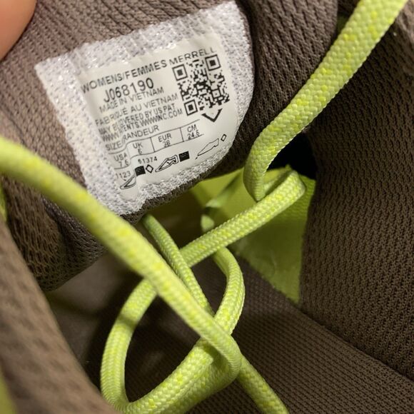 Merrell Womens 7.5 Trail Glove 7 Celery Neon Barefoot Hiker Running NEW - Picture 8 of 8